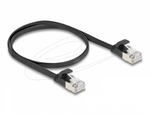 Delock RJ45 lapos patch kábelcsatlakozó a dugóhoz Cat.6A U/FTP 0,5 m fekete (DL-81162)