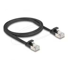   Delock RJ45 lapos patch kábelcsatlakozó a dugóhoz Cat.6A U/FTP 1 m fekete (DL-81163)