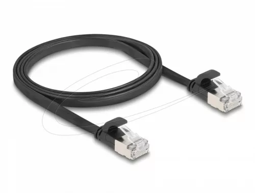 Delock RJ45 lapos patch kábelcsatlakozó a dugóhoz Cat.6A U/FTP 1 m fekete (DL-81163)