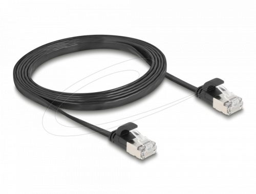 Delock RJ45 lapos patch kábelcsatlakozó a dugóhoz Cat.6A U/FTP 1,5 m fekete