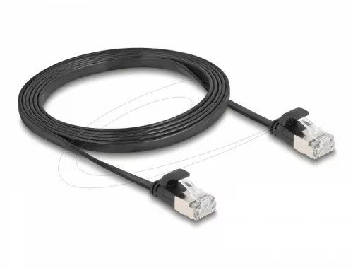 Delock RJ45 lapos patch kábelcsatlakozó a dugóhoz Cat.6A U/FTP 1,5 m fekete (DL-81164)