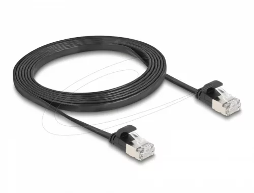 Delock RJ45 lapos patch kábelcsatlakozó a dugóhoz Cat.6A U/FTP 2 m fekete (DL-81165)