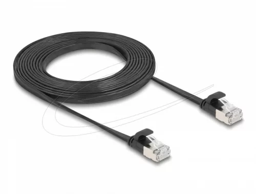 Delock RJ45 lapos patch kábelcsatlakozó a dugóhoz Cat.6A U/FTP 3 m fekete (DL-81166)