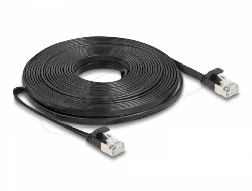 Delock RJ45 lapos patch kábelcsatlakozó a dugóhoz Cat.6A U/FTP 10 m fekete (DL-81169)