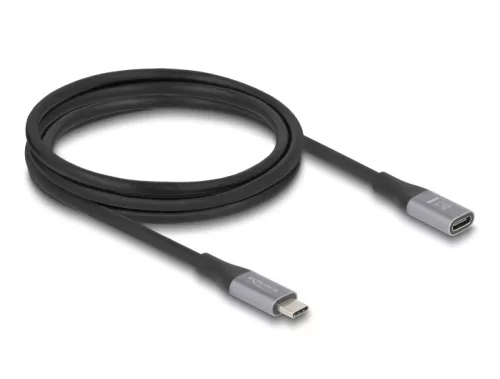 Delock USB 40 Gbps bővítő kábel USB Type-C  apa - anya PD 3.1 240 W 2 m szürke fém (DL-81202)