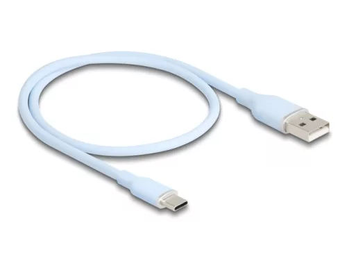 Delock USB 2.0 kábel USB A-típusú dugó - USB Type-C  dugó 0,5 m kék Szilikon (DL-81221)