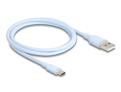 Delock USB 2.0 kábel USB A-típusú dugó - USB Type-C  dugó 1 m kék Szilikon (DL-81222)
