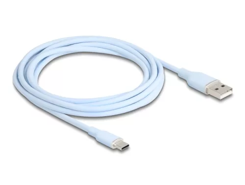 Delock USB 2.0 kábel USB A-típusú dugó - USB Type-C  dugó 2,5 m kék Szilikon (DL-81223)
