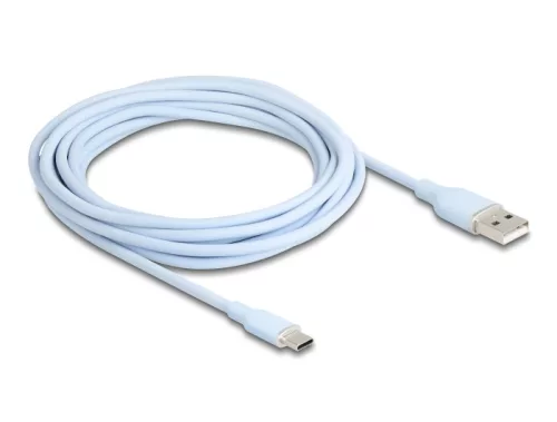 Delock USB 2.0 kábel USB A-típusú dugó - USB Type-C  dugó 4 m kék Szilikon (DL-81224)
