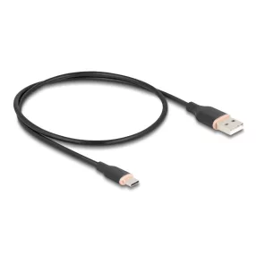   Delock USB 2.0 kábel USB A-típusú dugó - USB Type-C  dugó 0,5 m fekete Szilikon (DL-81225)