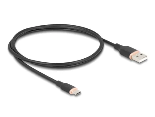 Delock USB 2.0 kábel USB A-típusú dugó - USB Type-C  dugó 1 m fekete Szilikon (DL-81226)