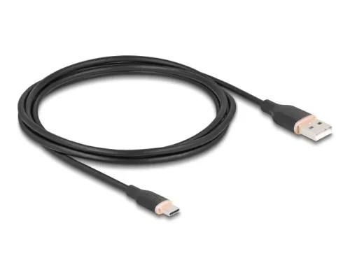 Delock USB 2.0 kábel USB A-típusú dugó - USB Type-C  dugó 2,5 m fekete Szilikon (DL-81227)
