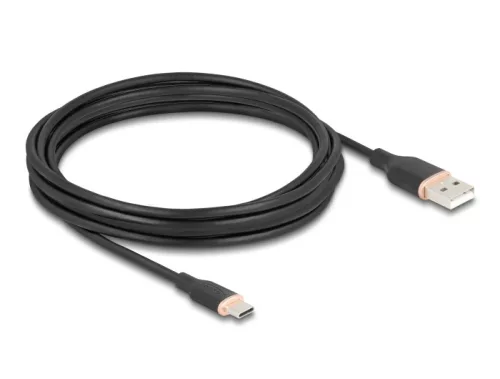 Delock USB 2.0 kábel USB A-típusú dugó - USB Type-C  dugó 4 m fekete Szilikon (DL-81228)