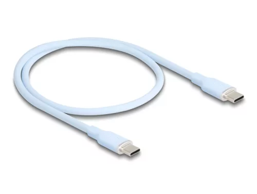 Delock USB 2.0 kábel USB Type-C  dugó - dugó PD 3.0 60 W 0,5 m kék Szilikon (DL-81233)