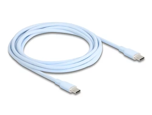 Delock USB 2.0 kábel USB Type-C  dugó - dugó PD 3.0 60 W 2,5 m kék Szilikon (DL-81235)
