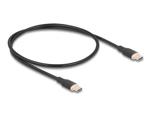 Delock USB 2.0 kábel USB Type-C  dugó - dugó PD 3.0 60 W 0,5 m fekete Szilikon (DL-81237)