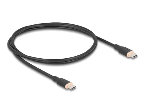 Delock USB 2.0 kábel USB Type-C  dugó - dugó PD 3.0 60 W 1 m fekete Szilikon (DL-81238)
