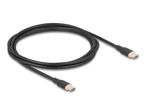 Delock USB 2.0 kábel USB Type-C  dugó - dugó PD 3.0 60 W 2,5 m fekete Szilikon (DL-81239)