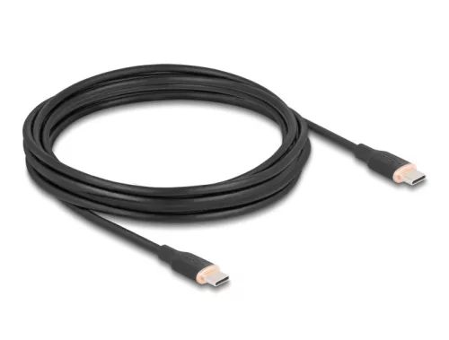 Delock USB 2.0 kábel USB Type-C  dugó - dugó PD 3.0 60 W 4 m fekete Szilikon (DL-81240)