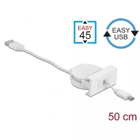   Delock Easy 45 modul USB 2.0 behúzhatós kábel A-típusú USB - Micro-B típusú EASY-USB csatlakozókkal (DL-81319)