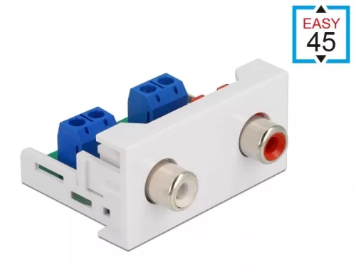 Delock Easy 45 modul, 2 x RCA anya csatlakozó, 22,5 x 45 mm (DL-81338)
