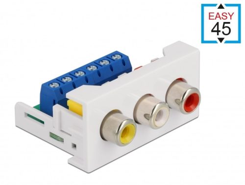 Delock Easy 45 modul, 3 x RCA anya csatlakozó, 22,5 x 45 mm