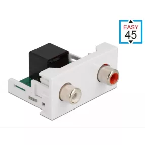   Delock Easy 45 modul, 2 x RCA anya - RJ45 anya port 22,5 x 45 mm (DL-81341)
