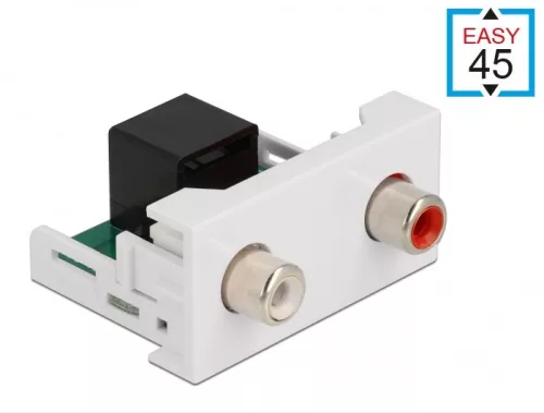 Delock Easy 45 modul, 2 x RCA anya - RJ45 anya port 22,5 x 45 mm (DL-81341)