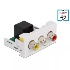   Delock Easy 45 modul, 3 x RCA anya - RJ45 anya port 22,5 x 45 mm (DL-81342)