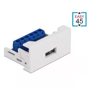   Delock Easy 45 modulos USB 2.0 A-típusú anya csatlakozó   sorkapocs 22,5 x 45 mm-es (DL-81343)