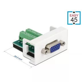   Delock Easy 45 modul VGA aljzat 16 tűs csatlakozóblokkba 22,5 x 45 mm-es (DL-81346)