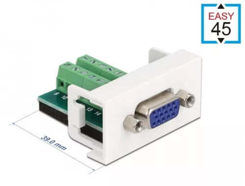 Delock Easy 45 modul VGA aljzat 16 tűs csatlakozóblokkba 22,5 x 45 mm-es (DL-81346)