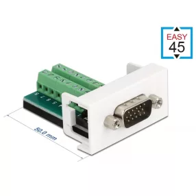   Delock Easy 45 modul VGA férfi 16 tűs csatlakozóblokkba 22,5 x 45 mm (DL-81347)