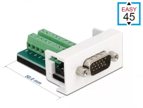 Delock Easy 45 modul VGA férfi 16 tűs csatlakozóblokkba 22,5 x 45 mm (DL-81347)