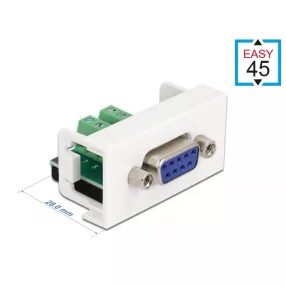   Delock Easy 45 Module D-Sub 9 tűs anya   10 tűs sorkapocs 22,5 x 45 mm (DL-81350)