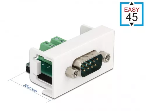 Delock Easy 45 Module D-Sub 9 tűs apa   10 tűs sorkapocs 22,5 x 45 mm (DL-81351)