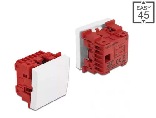 Delock Easy 45 egyes kapcsoló kétpóluső egyirányú 45 x 45 mm, fehér (DL-81360)