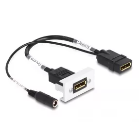   Delock Easy 45 DisplayPort 4K 60 Hz modul DC töltéssel 2,1 x 5,5 mm és rövid kábel, 22,5 x 45 mm (DL-81385)
