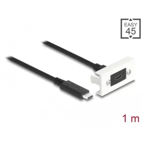   Delock Easy 45 modul SuperSpeed USB 10 Gbps (USB 3.2 Gen 2) USB Type-C  anya - USB Type-C  apa rövid kábellel, 22,5 x 45 mm (DL-81386)