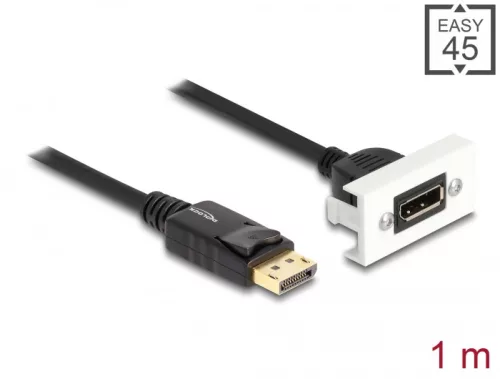 Delock Easy 45 DisplayPort 8K 30 Hz modul rövid kábellel, 22,5 x 45 mm (DL-81387)