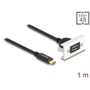   Delock Easy 45 modul SuperSpeed USB 10 Gbps (USB 3.2 Gen 2) A-típusú USB anya - USB Type-C  apa rövid kábellel, 22,5 x 45 mm (DL-81388)