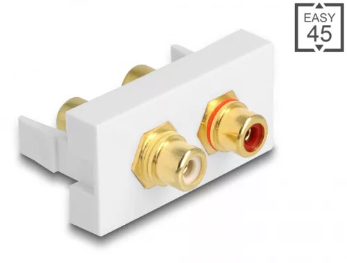 Delock Easy 45 modul 2 x RCA anya port, piros / fehér gyűrű 22,5 x 45 mm (DL-81396)