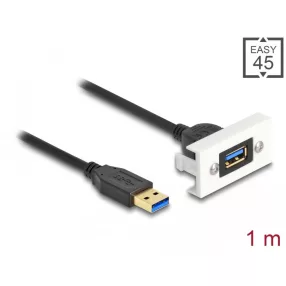   Delock Easy 45 modul SuperSpeed USB (USB 3.2 Gen 1) A-típusú USB anya A-típusú USB apa rövid kábellel, 22,5 x 45 mm (DL-81399)