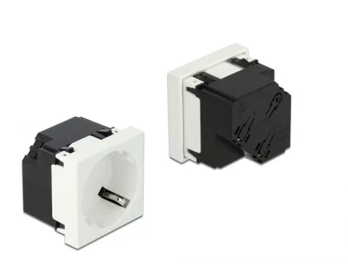 Delock 45 x 45 mm méretű, 45  elrendezésű Easy 45 földelt hálózati csatlakozóaljzat (DL-81422)