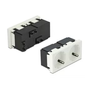  Delock 45 x 45 mm méretű, 2 modulos 45  elrendezésű Easy 45 földelt hálózati csatlakozóaljzat (DL-81423)