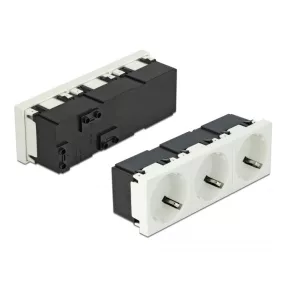   Delock 45 x 45 mm méretű, 3 modulos 45  elrendezésű Easy 45 földelt hálózati csatlakozóaljzat (DL-81424)