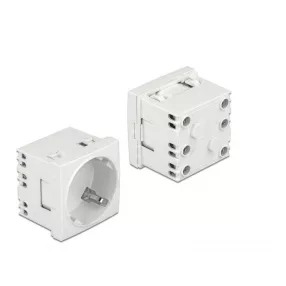   Delock 45 x 45 mm méretű, bővíthető, 45  elrendezésű Easy 45 földelt hálózati csatlakozóaljzat (DL-81425)