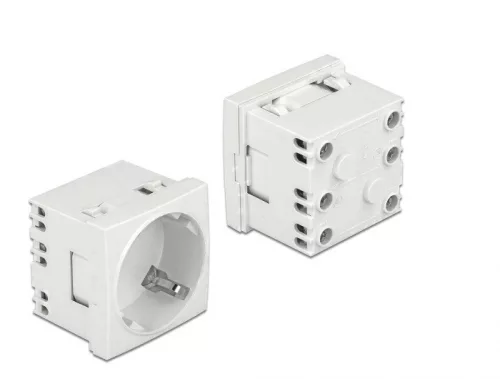 Delock 45 x 45 mm méretű, bővíthető, 45  elrendezésű Easy 45 földelt hálózati csatlakozóaljzat (DL-81425)