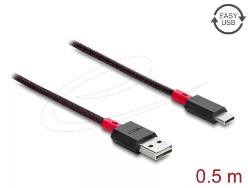 Delock EASY-USB 2.0 kábel A-típusú csatlakozódugó - USB Type-C  csatlakozódugó, 0,5 m, fekete