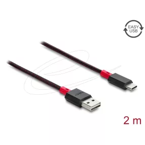   Delock EASY-USB 2.0 kábel A-típusú csatlakozódugó - USB Type-C  csatlakozódugó, 2 m, fekete